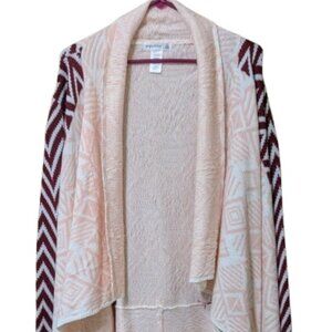 89th and Madison Knitted Cardigan Sweater in Pink, Red and White, Size L NWT